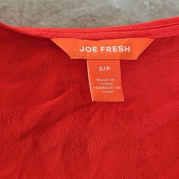 Joe Fresh Ladies Silk Blouse Elastic Waist With Peplum Hem Small Red - Picture 5 of 16